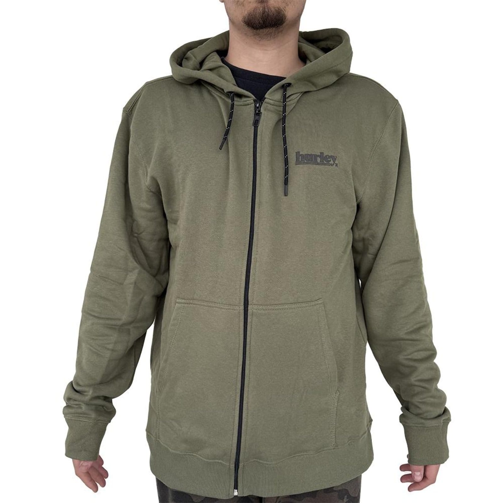 Vista principal Moletom Hurley Aberto Puff Over WT25 Masculino Militar hurley verde