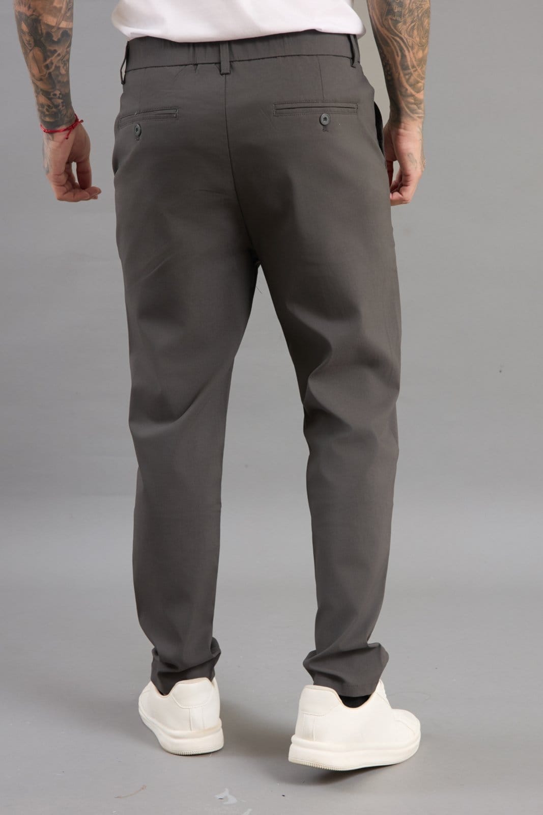 Vista 2 Calça Alfaiataria Masculina Social Slim Color Dialogo Escuro Dialogo Jeans cinza