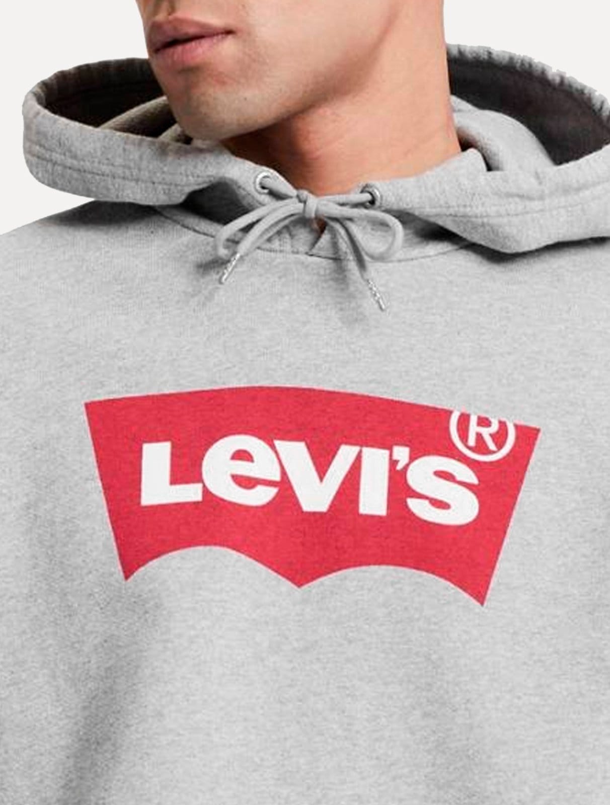 Vista 2 Moletom Levis Canguru Batwing Com Capuz Mescla Levis cinza