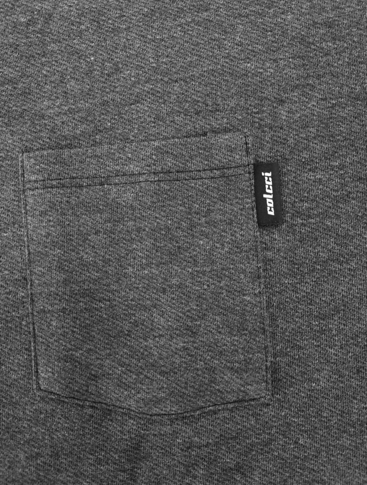Vista 2 Moletom Colcci Masculino Crewneck Pocket Tag Chumbo Mescla Colcci cinza
