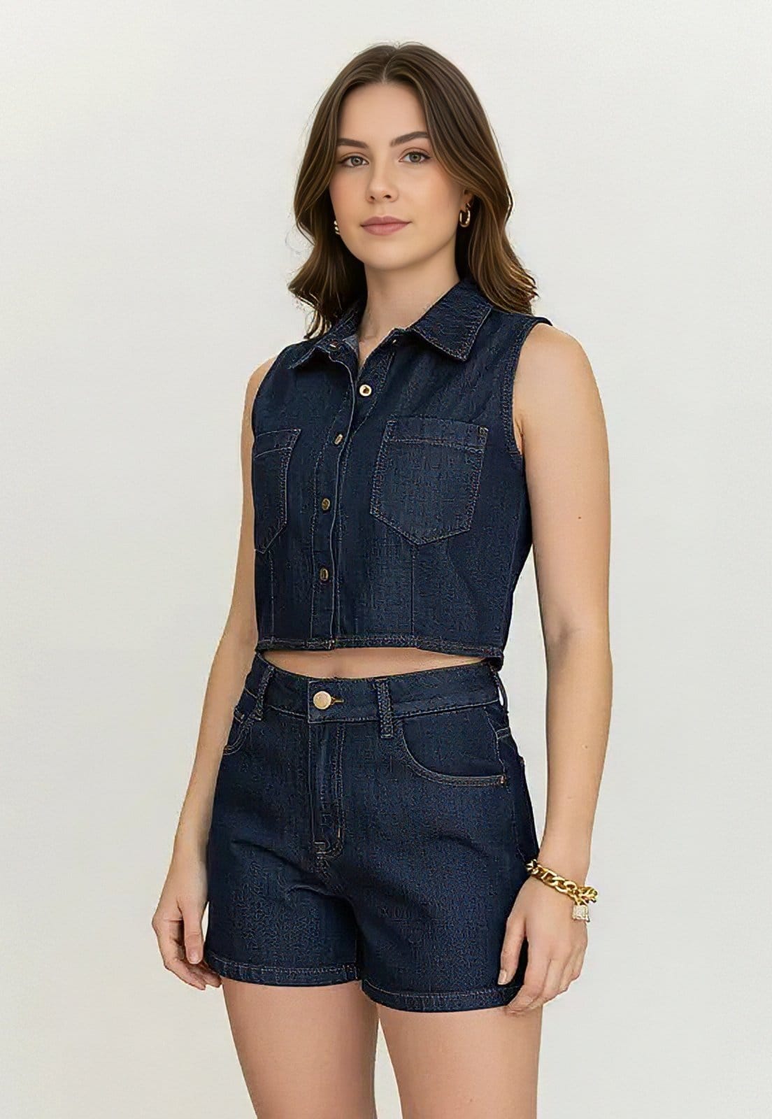 Vista 2 Short CabanaFree Jeans com Elástico Cabanafree azul