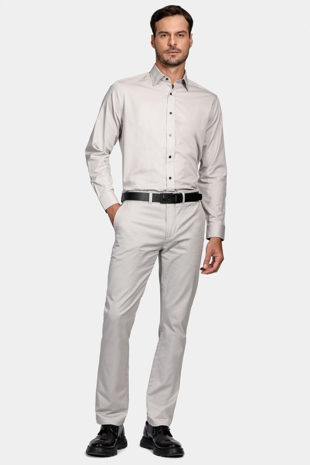 Vista 2 Calça Aramis Chino Estilo Moovex Cinza Prata Aramis incolor