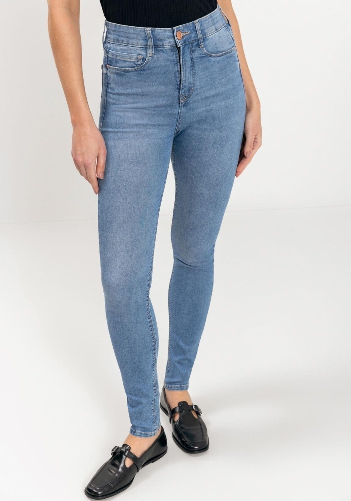 Vista 2 Calça Jeans Skinny Shaping Com Cintura Alta E Bolsos Lez a Lez azul