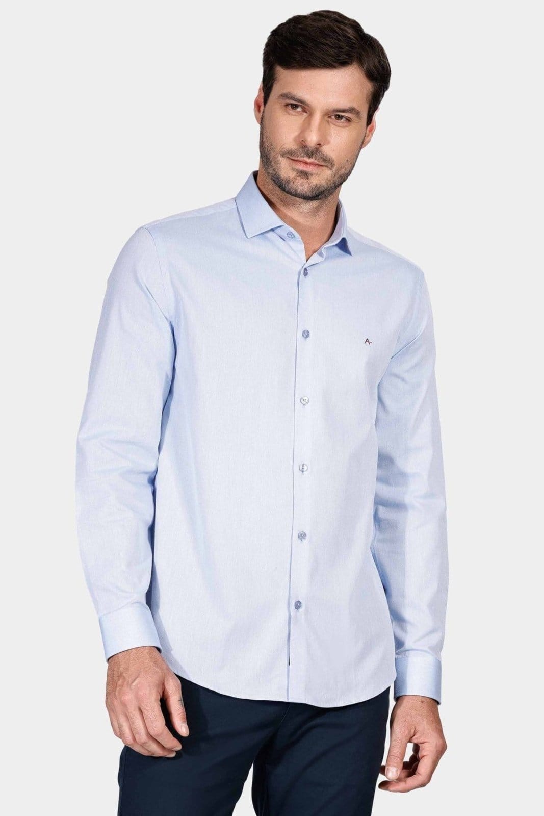 Vista principal Camisa Regular Tricoline Maquinetada Fio 40 Aramis azul