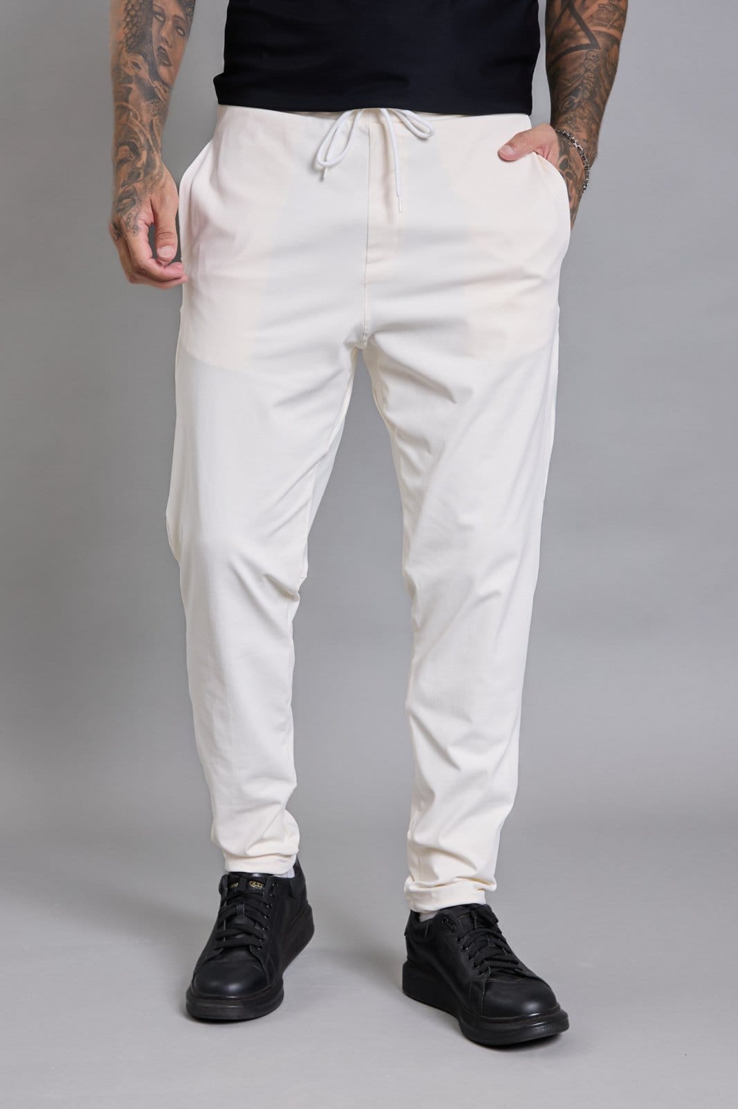 Vista principal Calça Casual Flexível Masculina em Poliamida na Cor Off-White Dialogo Jeans DIALOGO off-white white