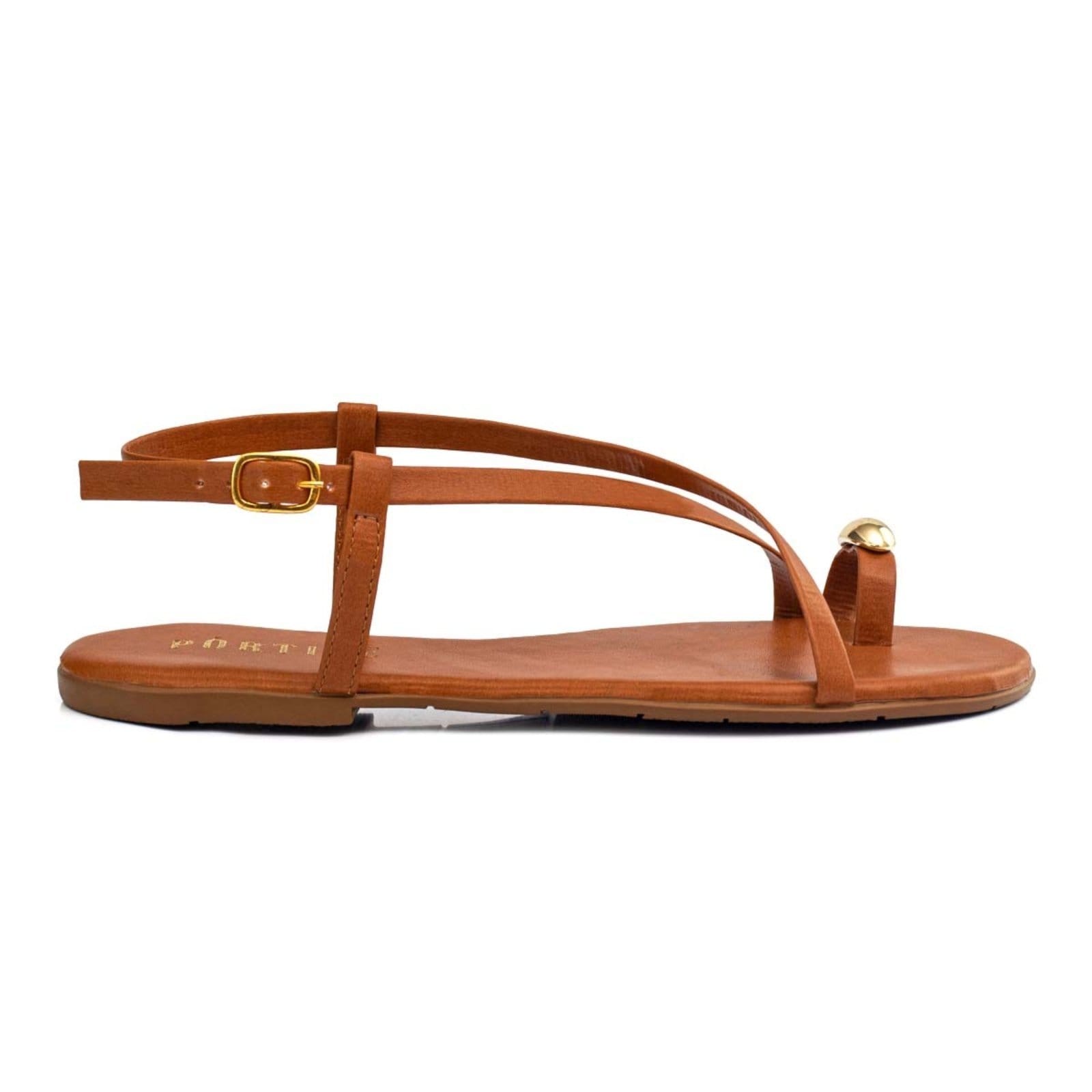 Sandália Feminina Rasteirinha Flat Flatform Rasteira Enfeite Anel Metal Brilho Metalizado