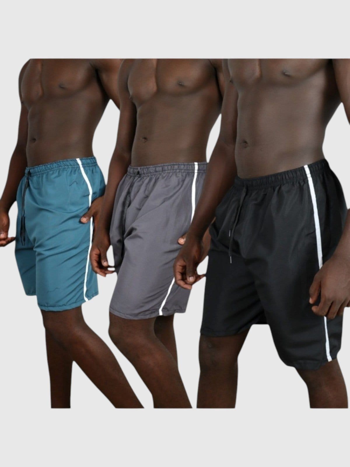 Kit 3 Bermuda D Bell Outlet Fashion Tactel Masculina Preta/Azul/Cinza