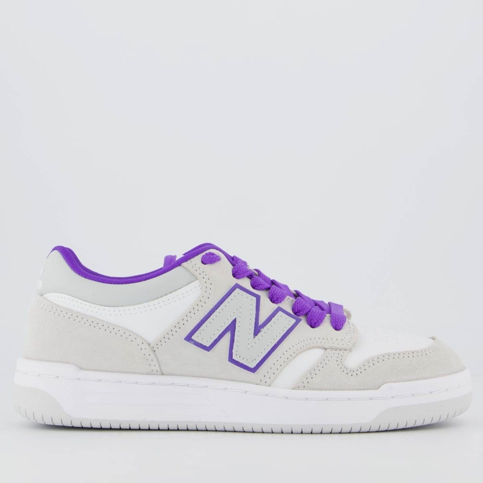 Vista principal Tênis New Balance 480 Low Feminino e Roxo New Balance cinza