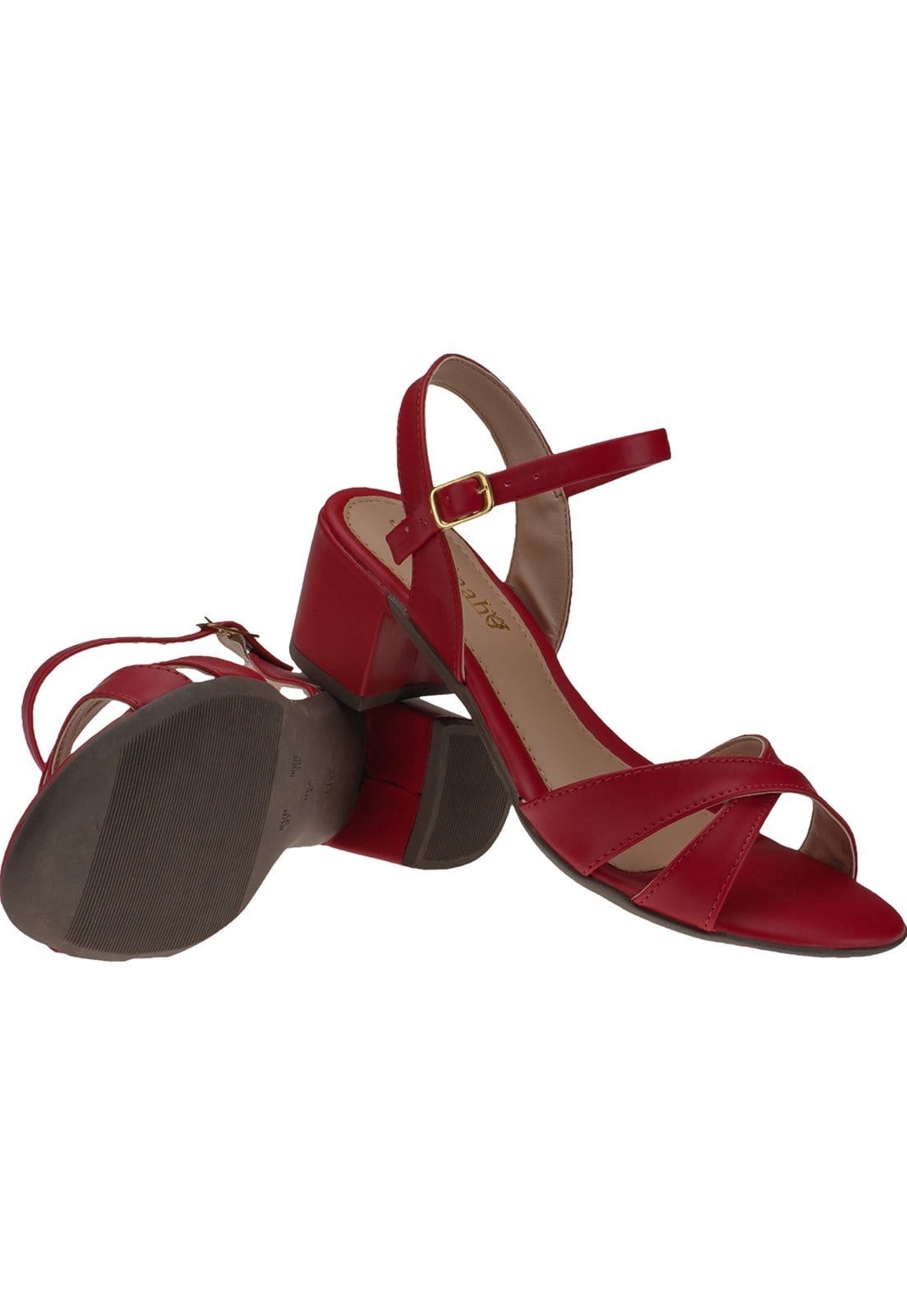 Vista 2 Sandália Feminina Saltinho Shekinah Frente em X Salto Confortável Shekinah vermelho