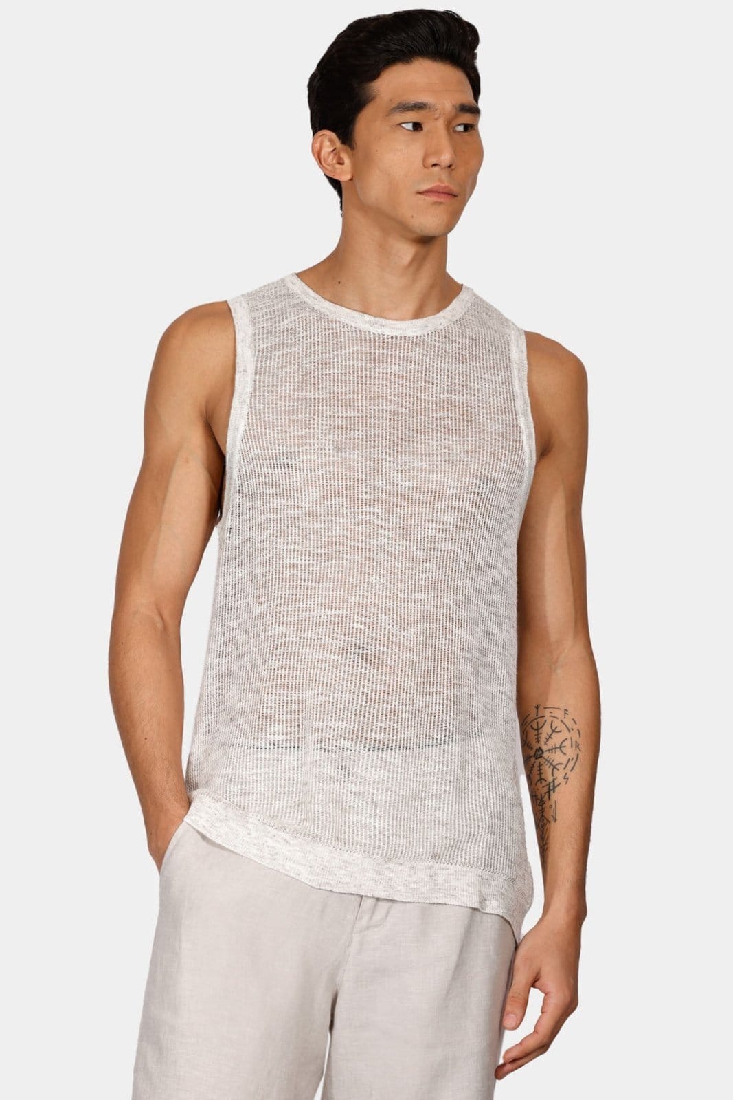 Tricot Aramis Manga Curta Regata Ponto Rede Cáqui