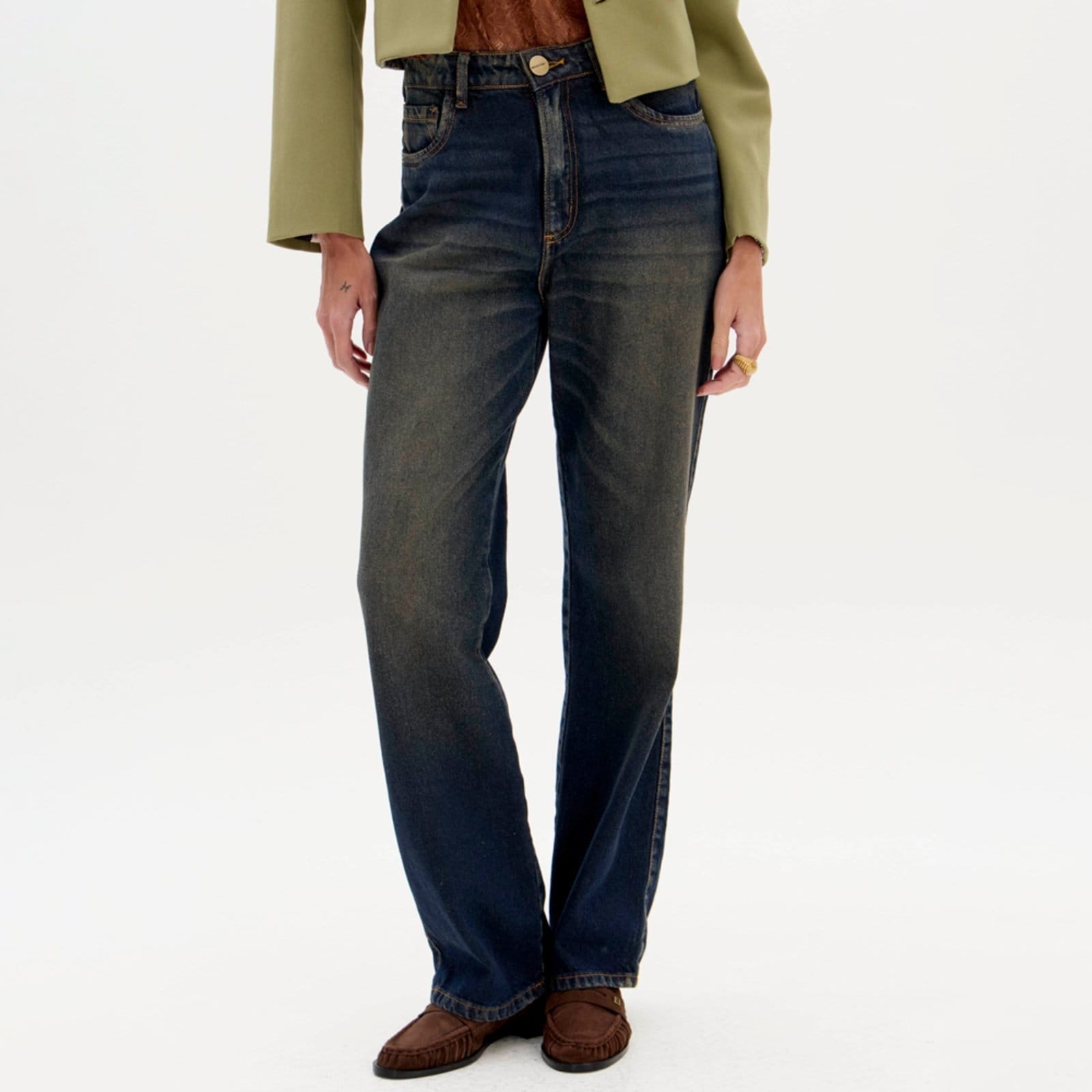 Vista principal Calça Jeans Lança Perfume Reta Super High Ou26 Feminino Lança Perfume azul