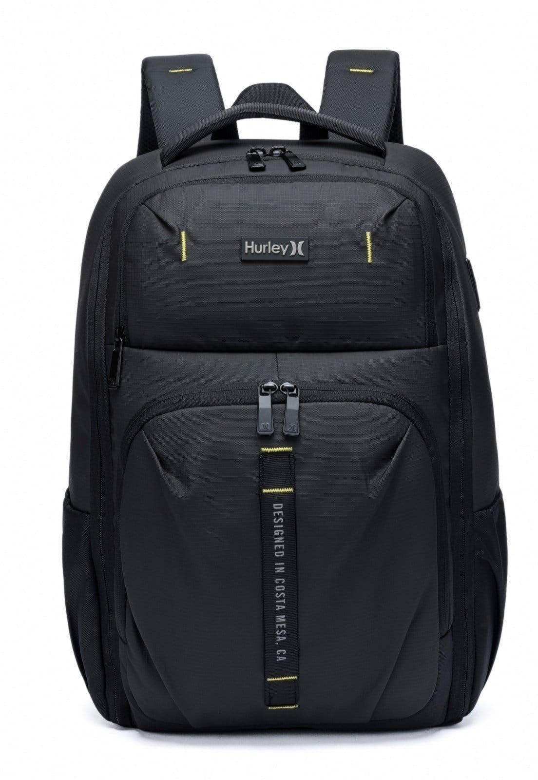 Vista principal Mochila Hurley Masculina Trilha Urbana Espaçosa Reforçada Moderna hurley preto
