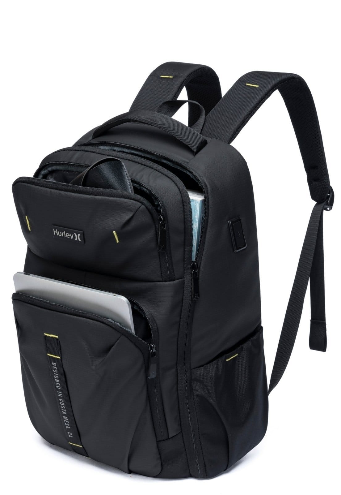 Vista 2 Mochila Hurley Masculina Trilha Urbana Espaçosa Reforçada Moderna hurley preto