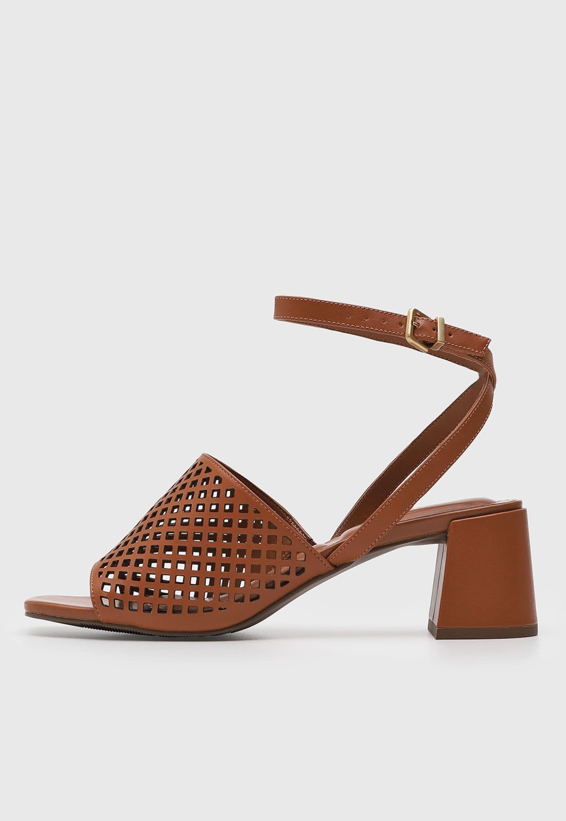 Vista principal Sandália Feminina Loucos e Santos Recortes Geométricos Loucos e Santos caramelo