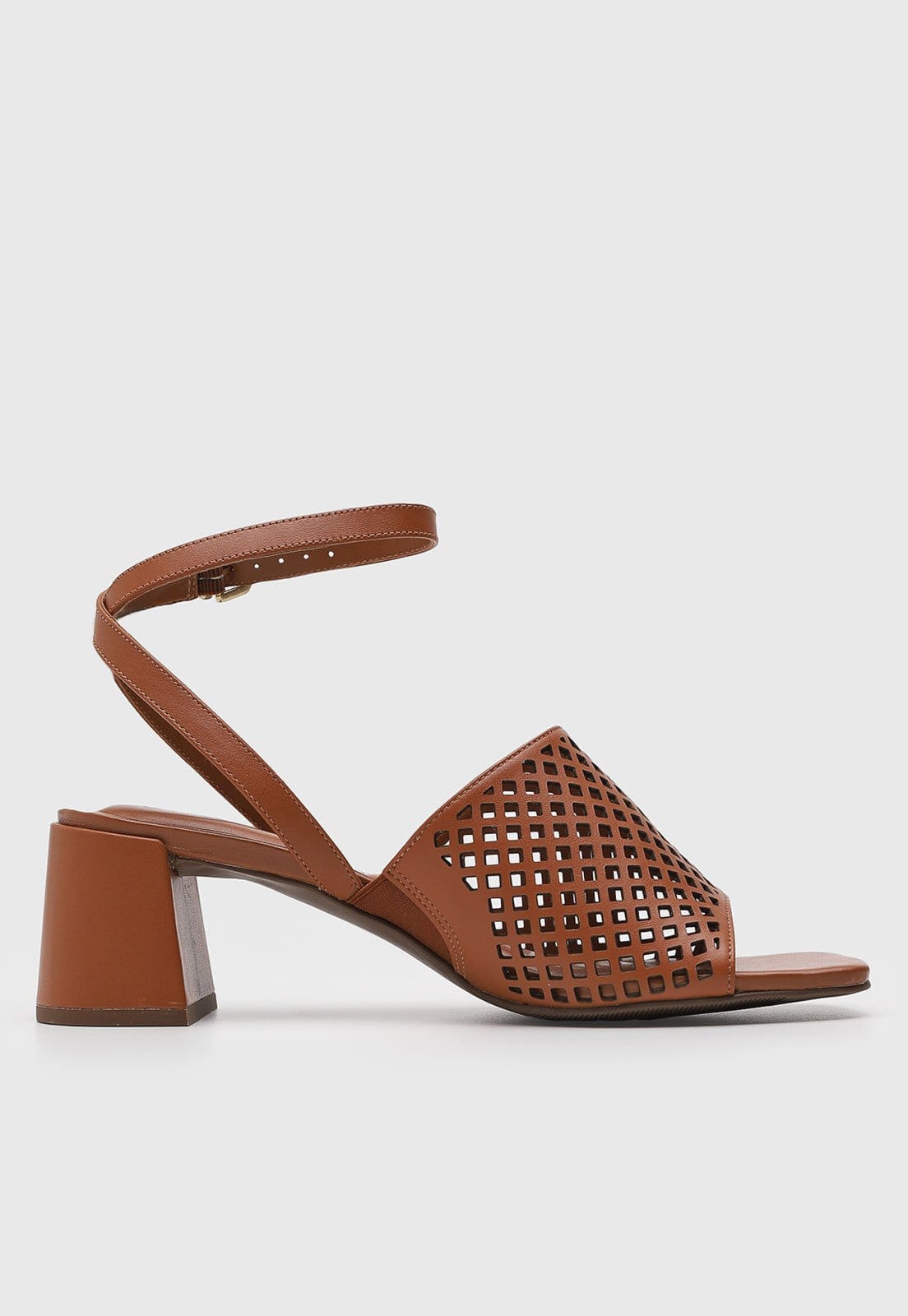 Vista 2 Sandália Feminina Loucos e Santos Recortes Geométricos Loucos e Santos caramelo