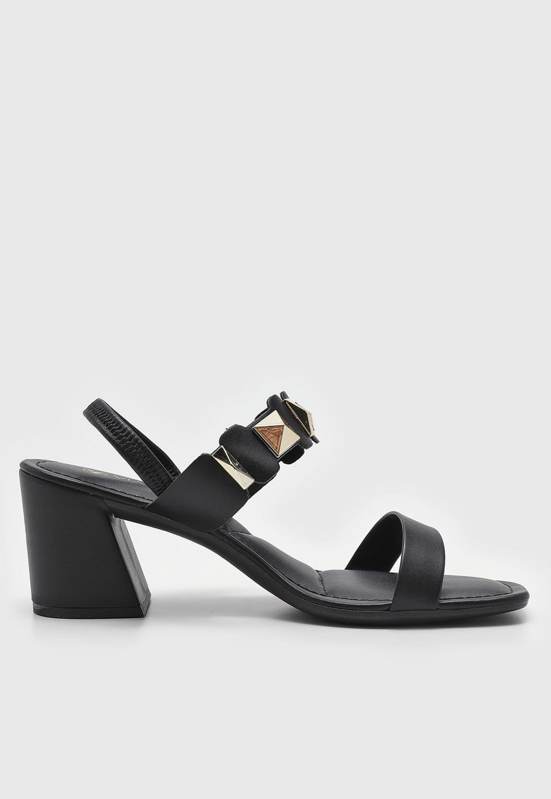 Vista 2 Sandália Feminina VIA UNO Salto Médio Bloco Preta VIA UNO preto