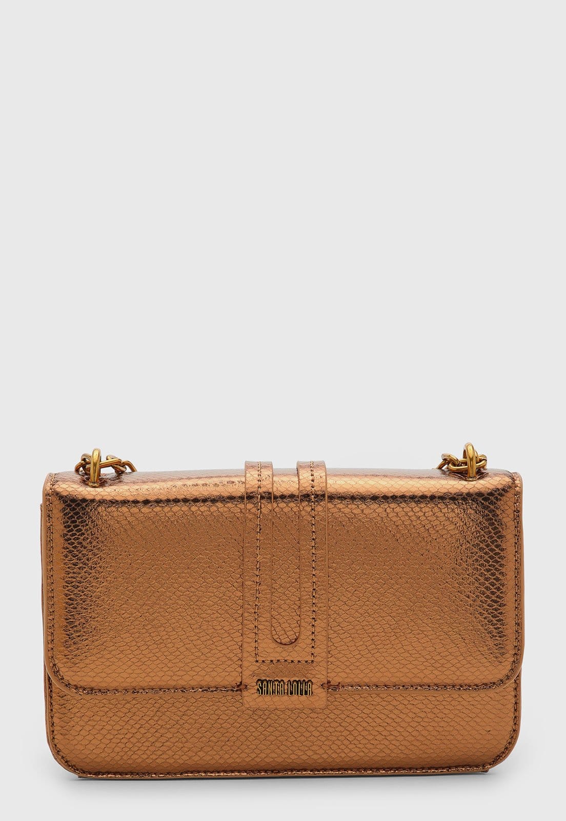 Bolsa Média Santa Lolla Metalizada Textura Cobra