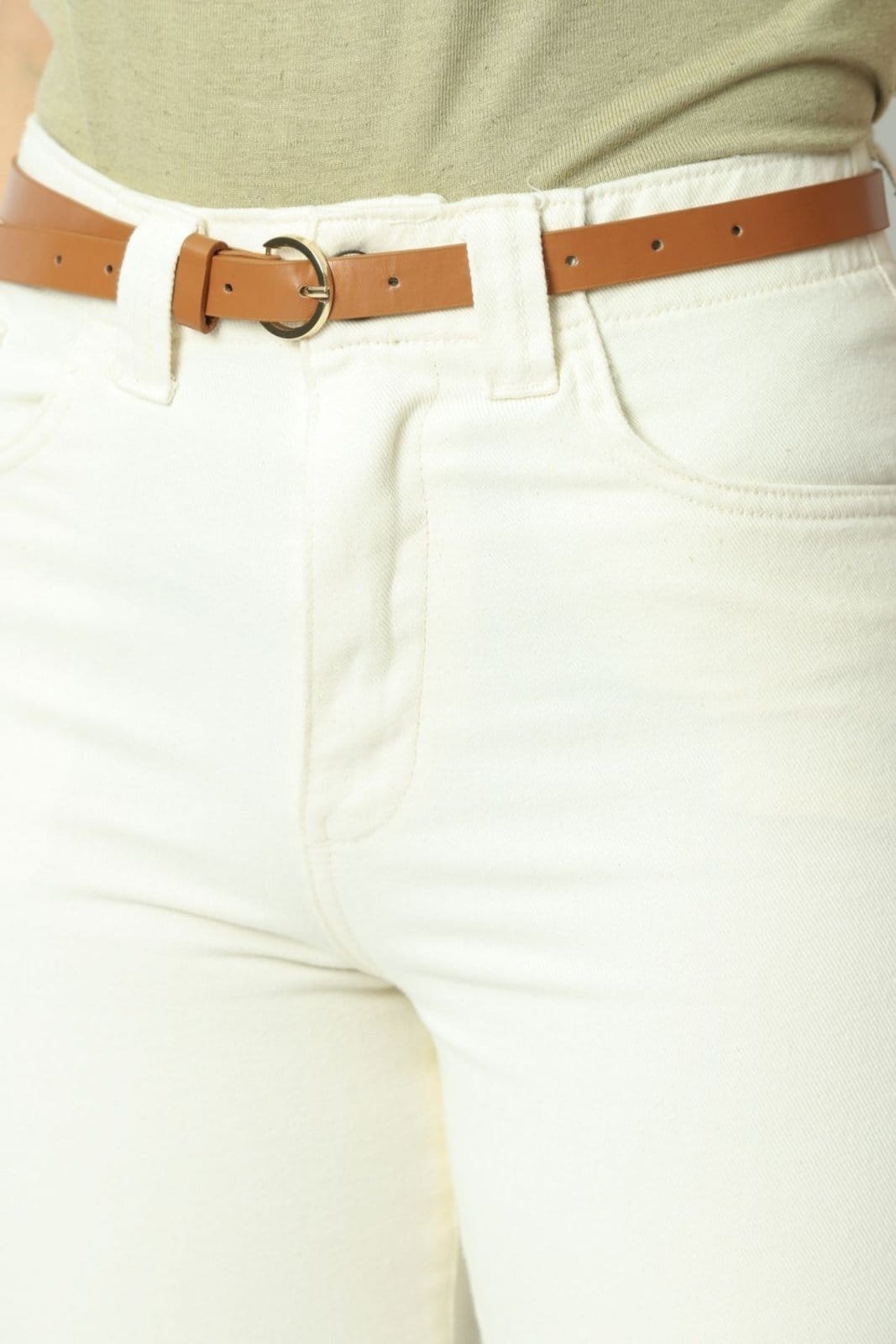 Vista 2 Calça Sarja Reta Creme Gazzy bege