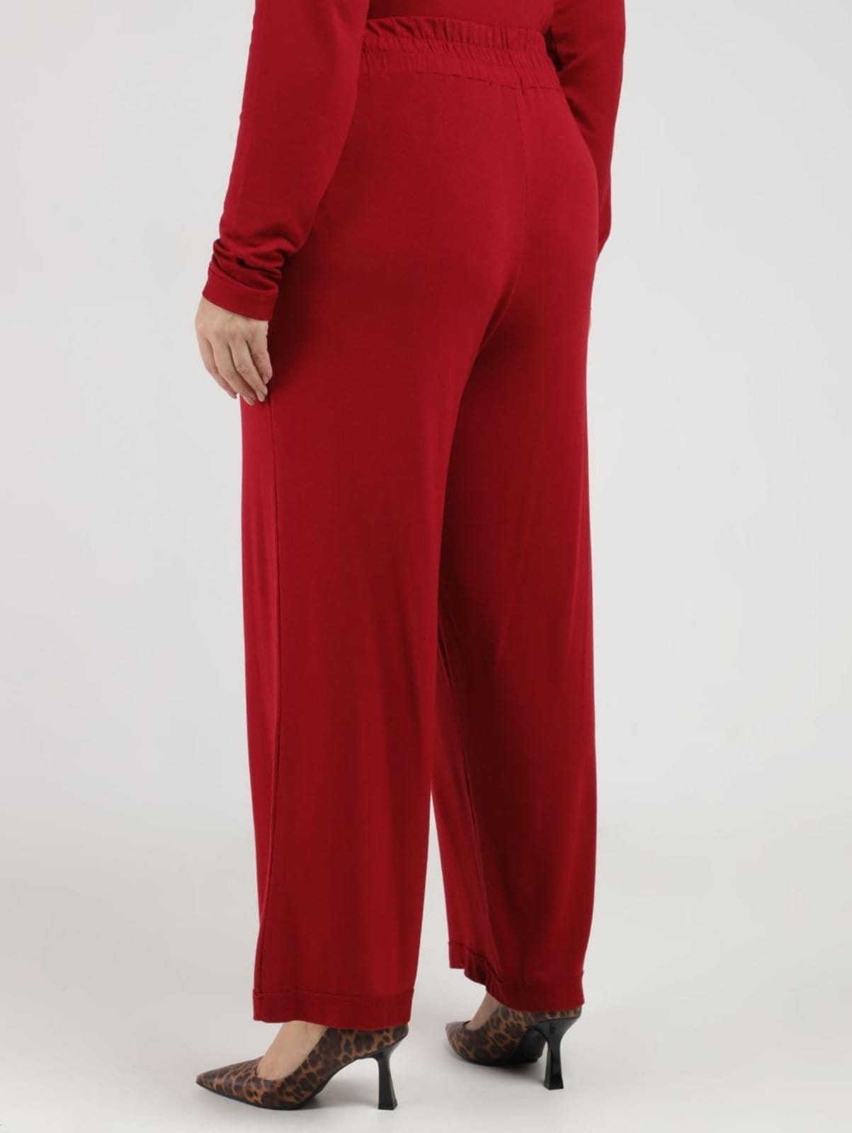 Vista 2 Calça Malha Wide Leg Plus Size Feminino VINHO Autentique roxo