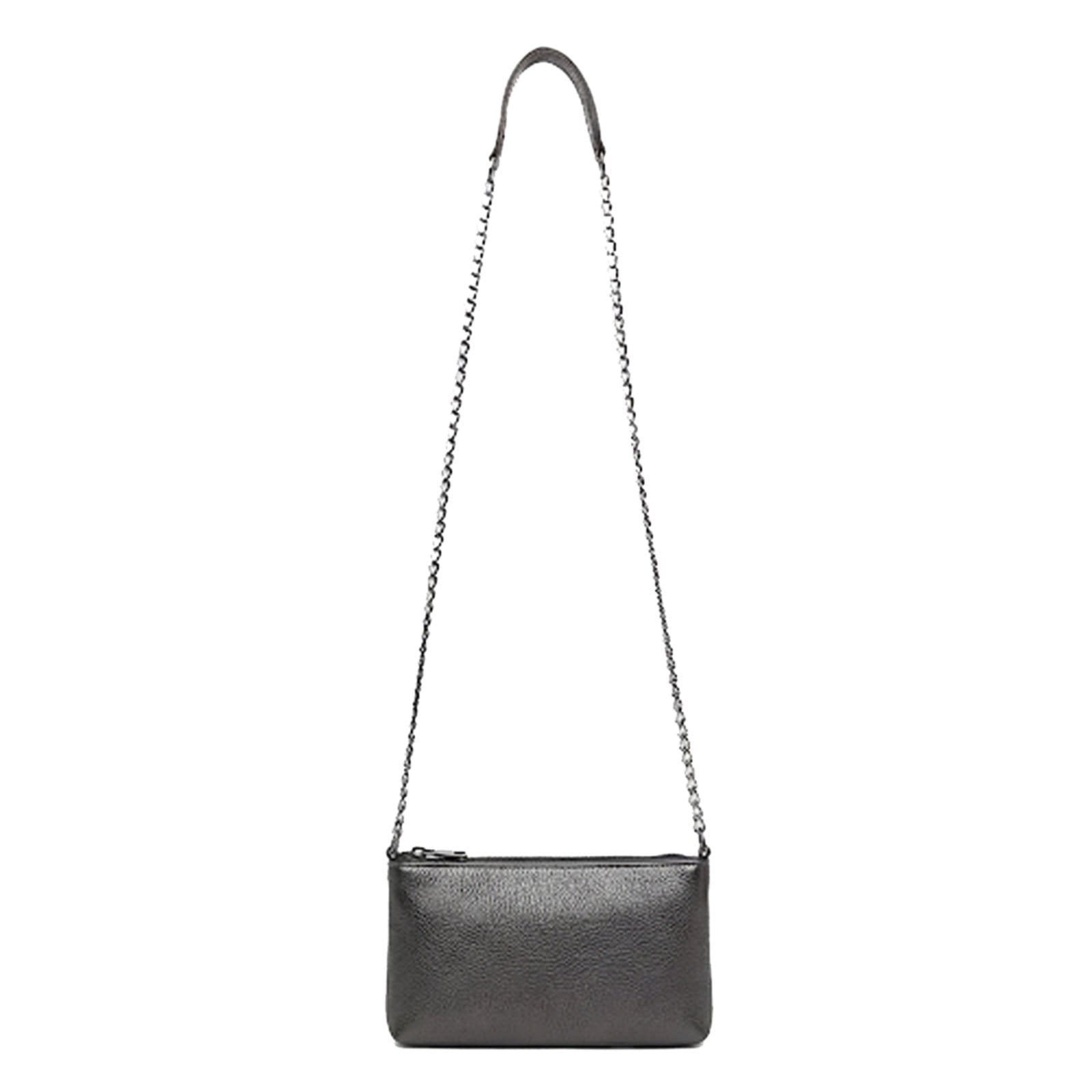 Bolsa Feminina Vittal Clutch Annelise em Couro Onix Alça Corrente
