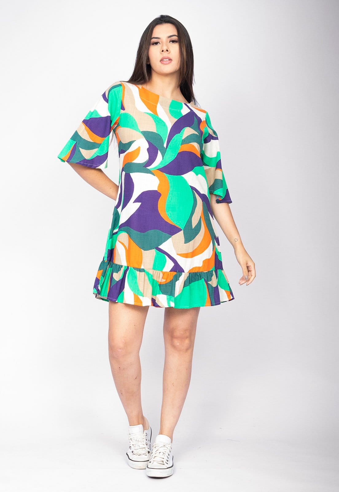 Vestido Amazonia Vital Curto Viscose Estampa Brisa do Mar