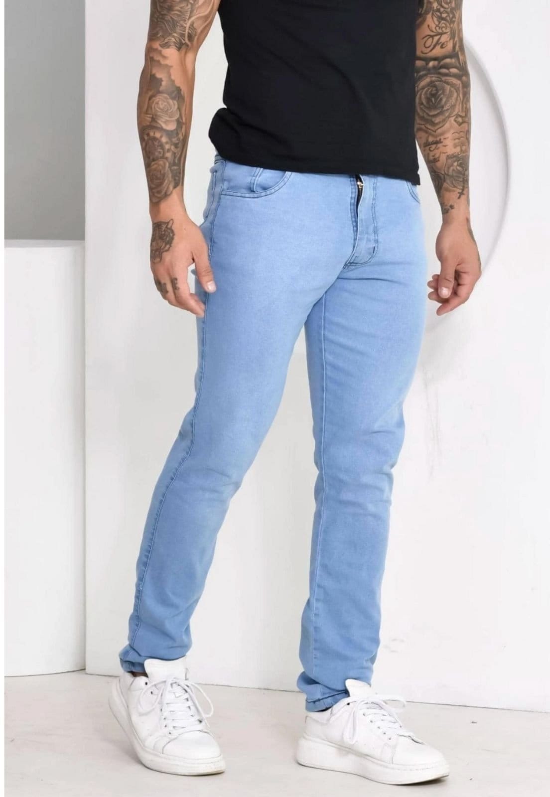 Vista 2 Calça Jeans Masculina Slim linha Premium Modelo Fashion Delave ED E A E JEANS azul