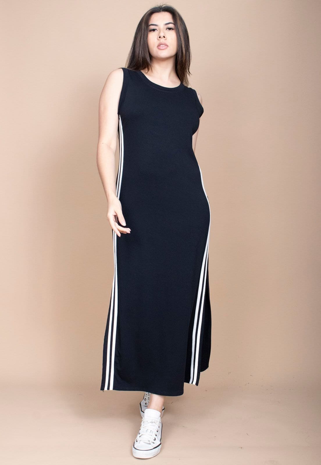 Vista 2 Vestido Cabanafree Midi Fenda Lateral Track Dress Cabanafree preto