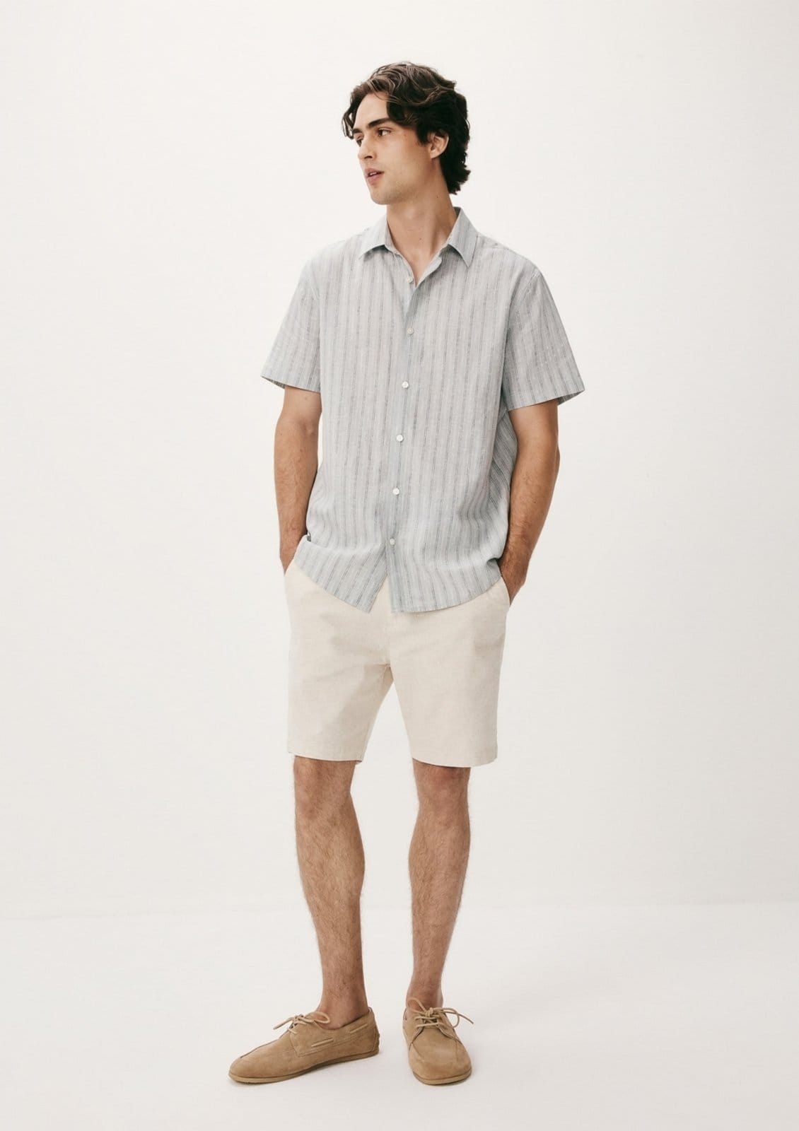 Bermuda Masculina Reta Com Linho