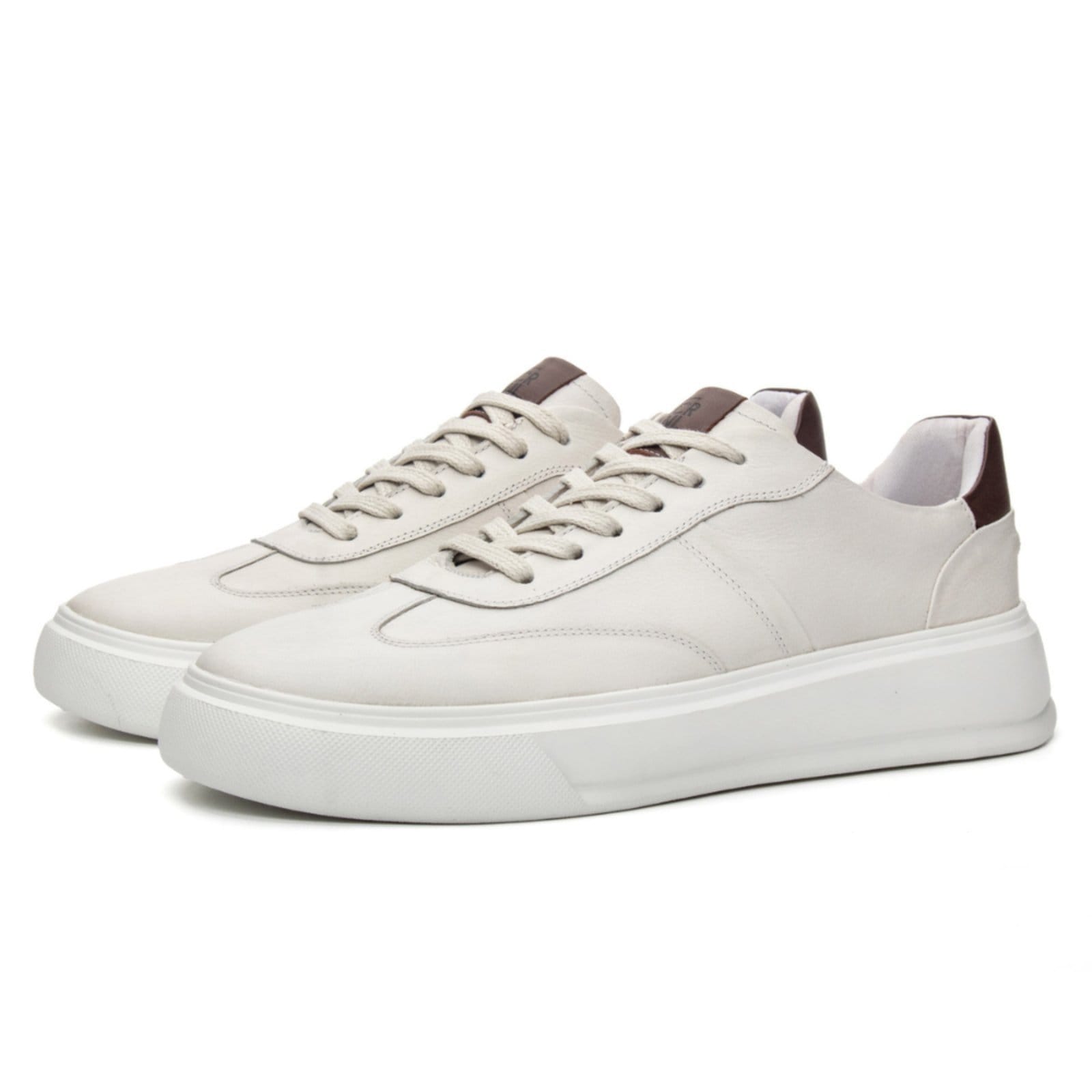 Vista 2 Tênis Masculino Hugo Em Couro Off White Coronello branco/café white