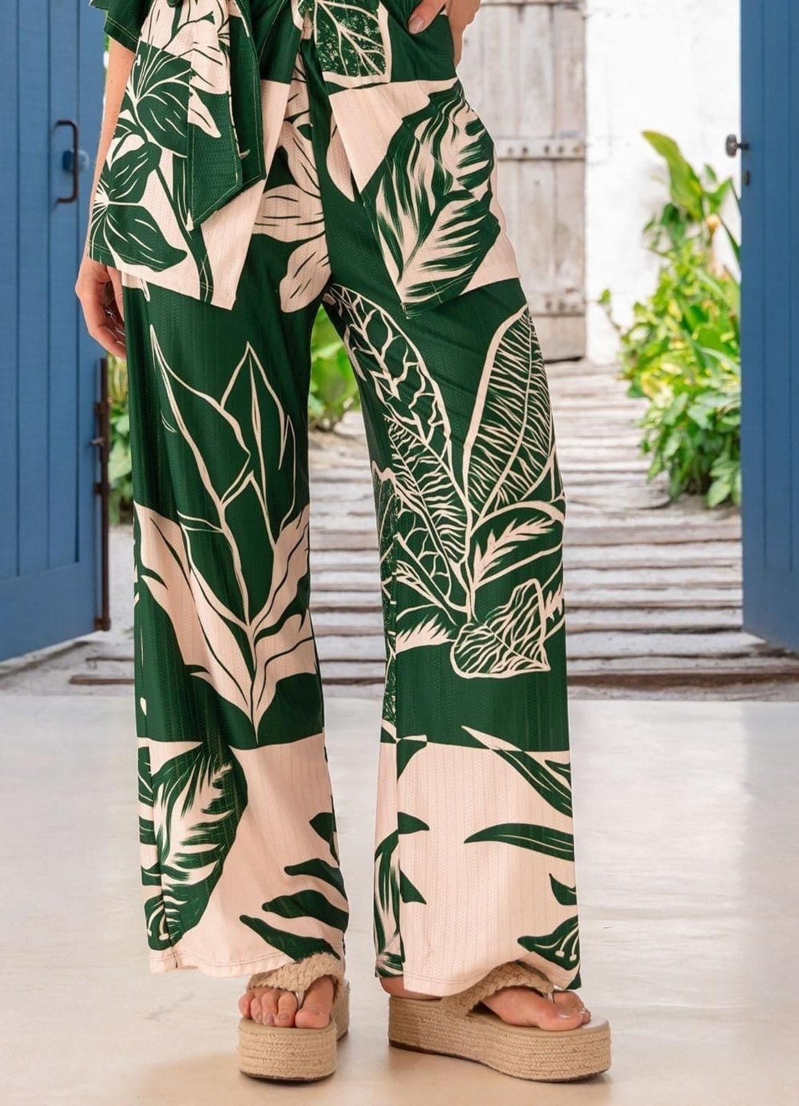 Vista 2 Calça Em Malha Texturizada Quintess Folhagem Quintess verde