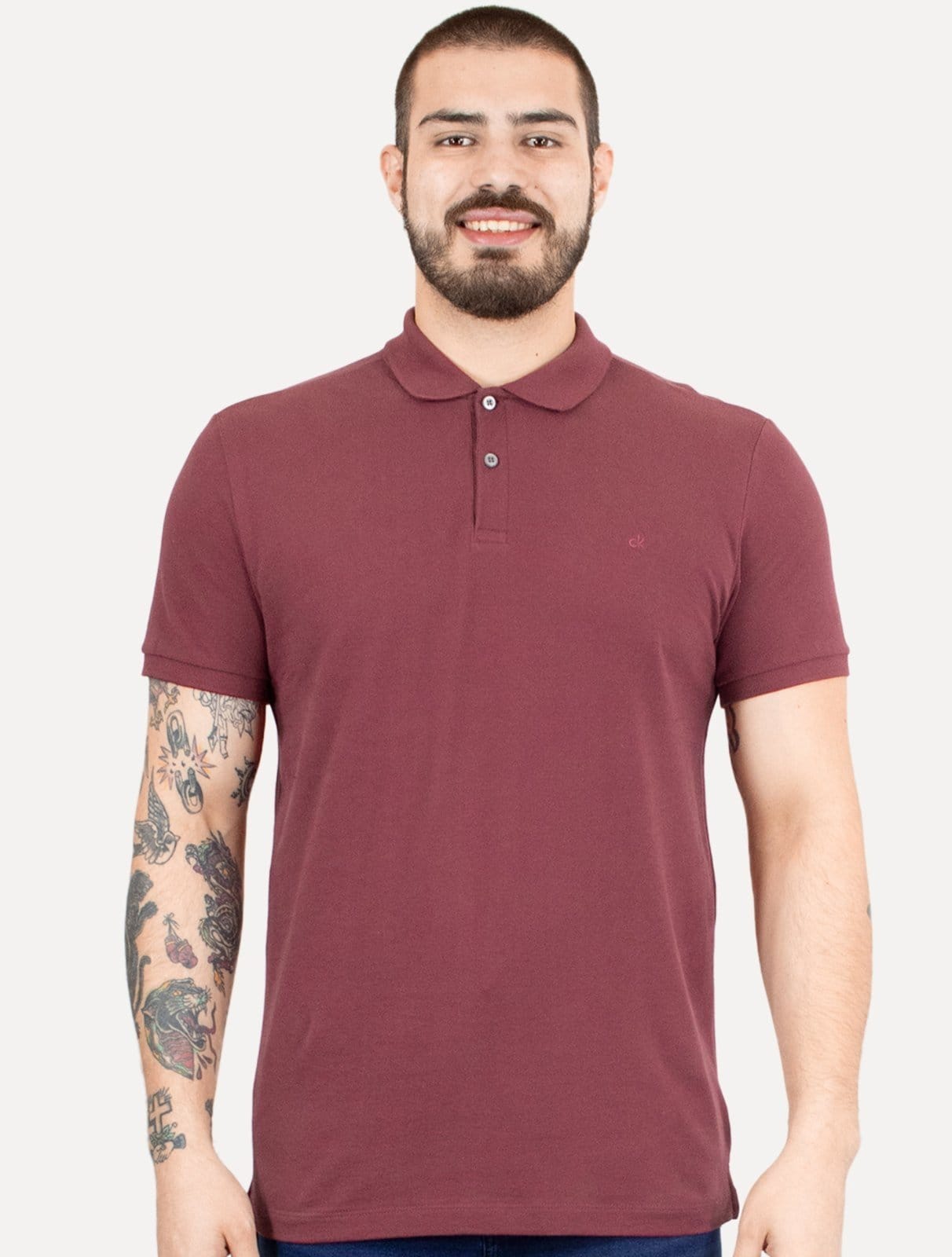 Polo Calvin Klein Masculina Piquet Slim Básica Sem Friso Escuro