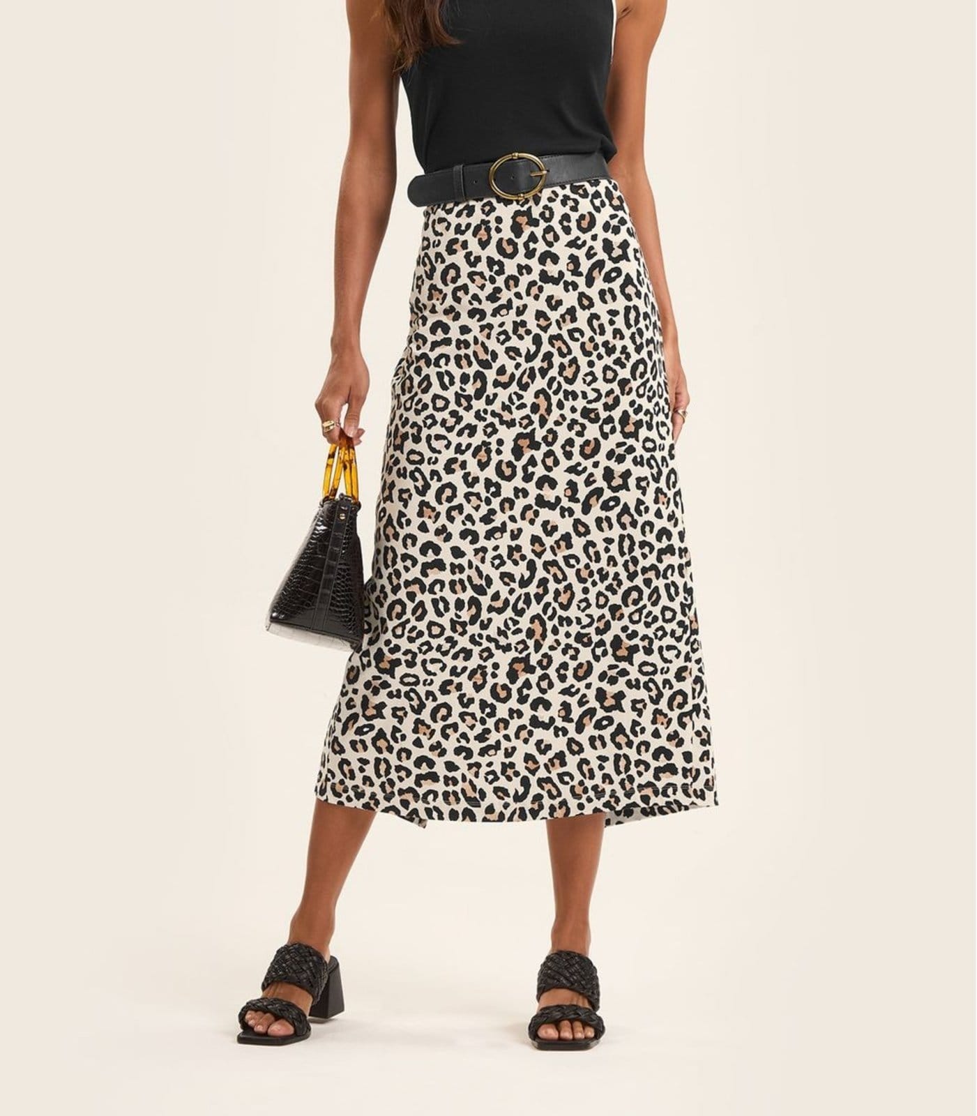 Vista 2 Saia Super Midi Feminina em Cotton leve Rovitex Rovitex bege