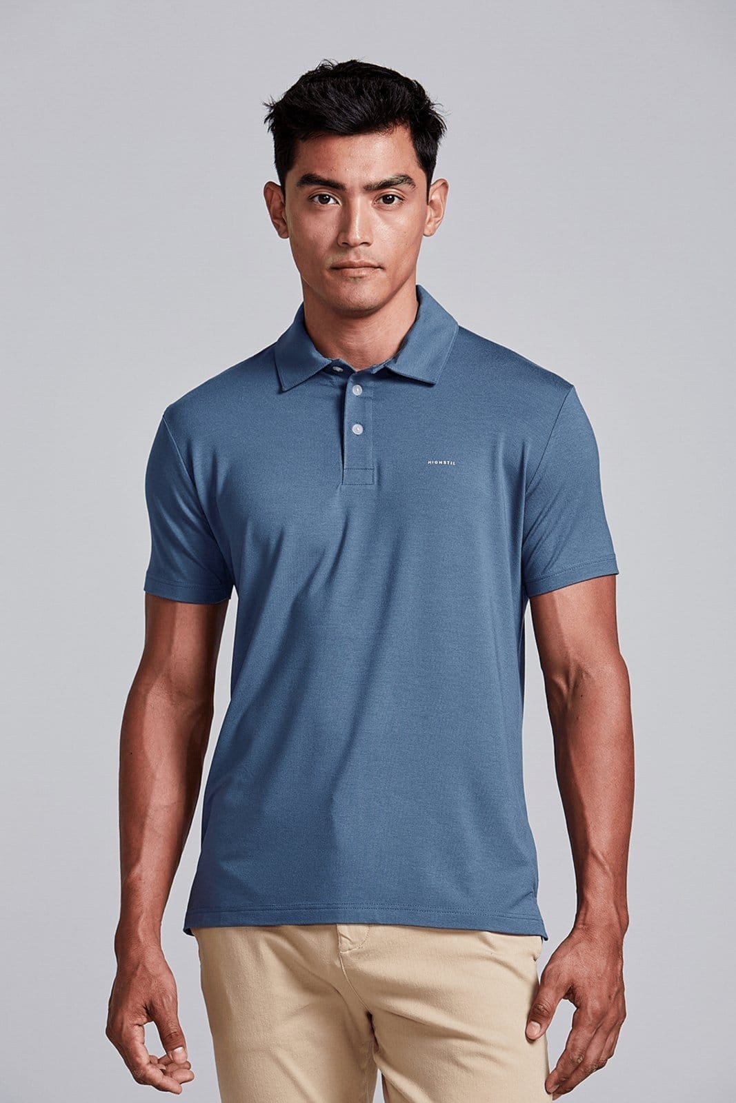 Vista principal HIGHSTIL Camisa Polo Slim Fit Noturno HIGHSTIL azul