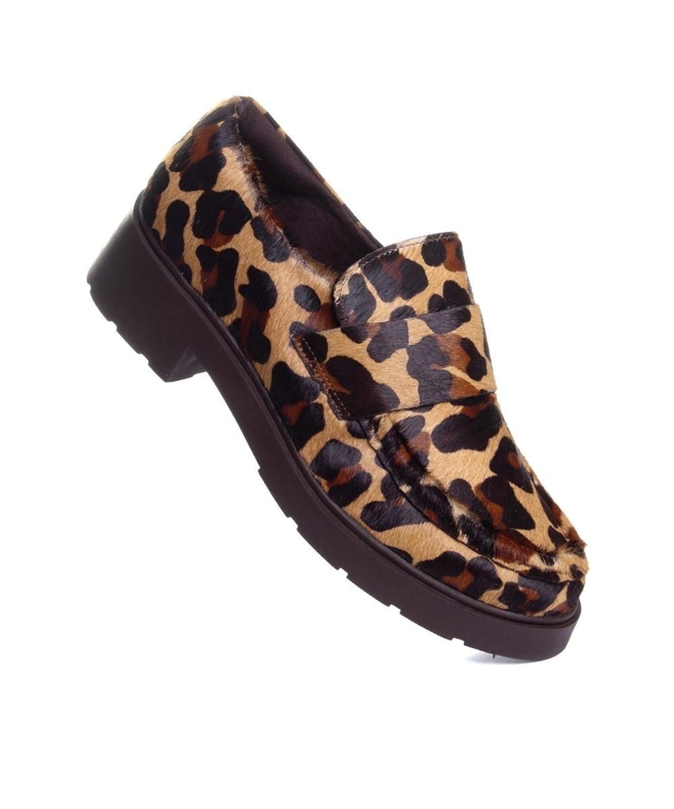 Vista 2 Mocassim Feminino Pixolé Salto Médio Couro Onça Pixolé incolor