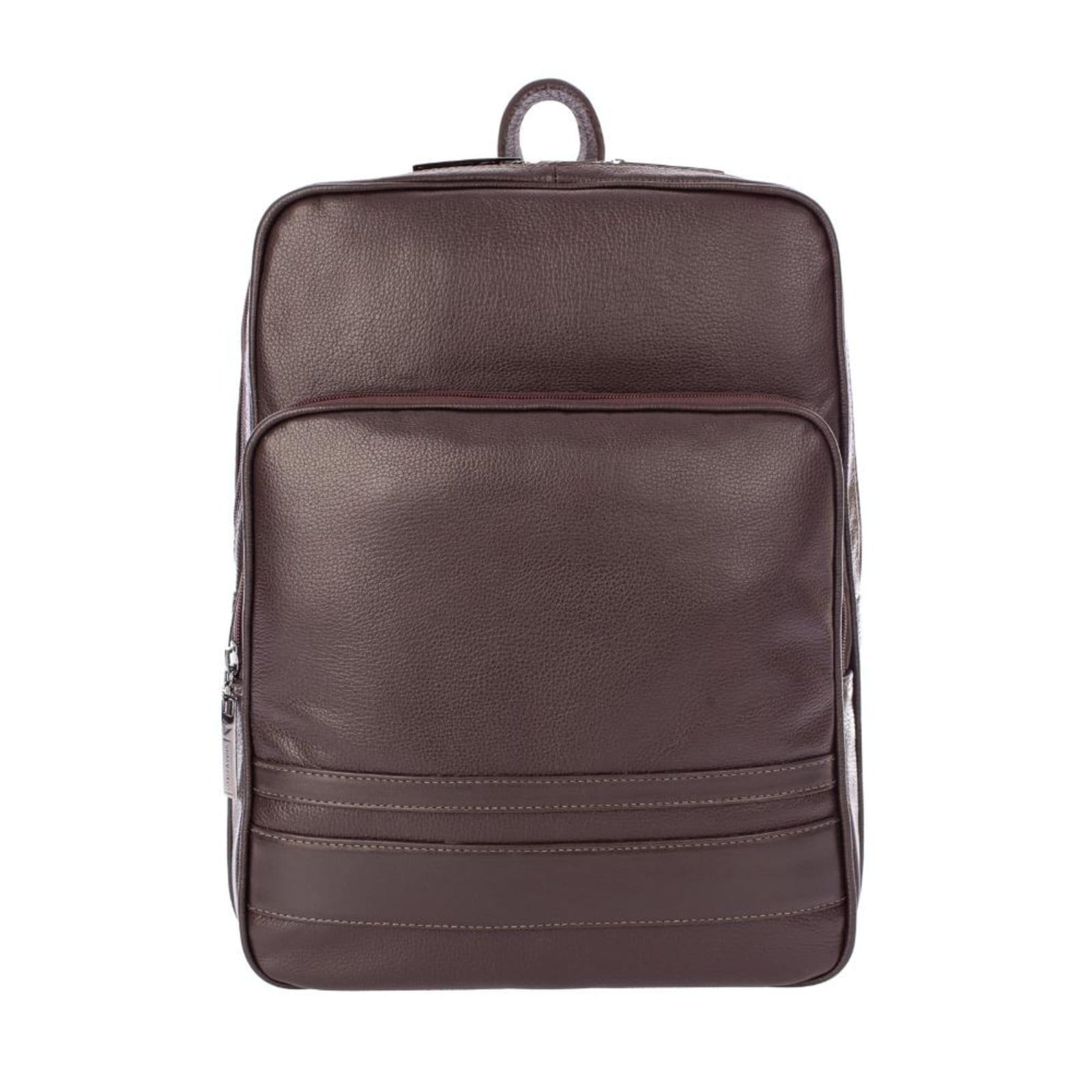 Vista principal Mochila Masculina Slim Em Couro Ricardo Vira Vento café