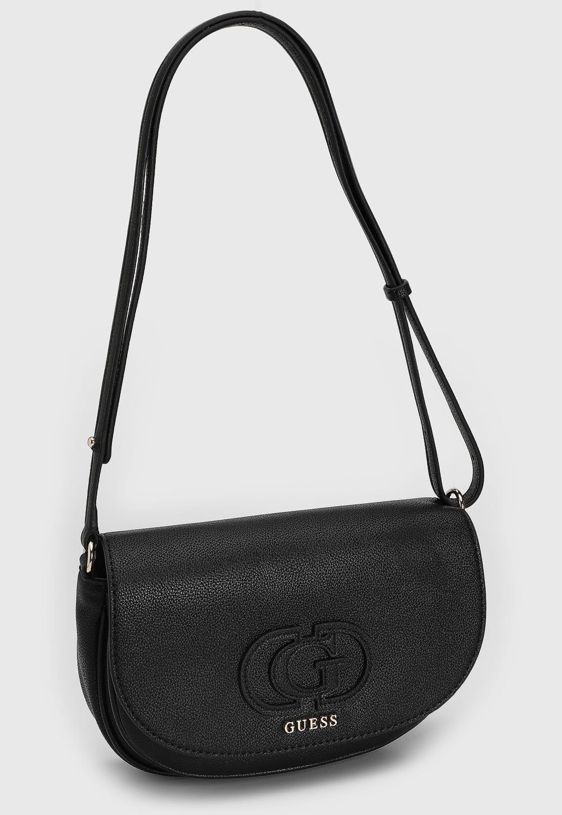 Vista 2 Bolsa Pequena Guess Logo Texturizada Preta Guess preto