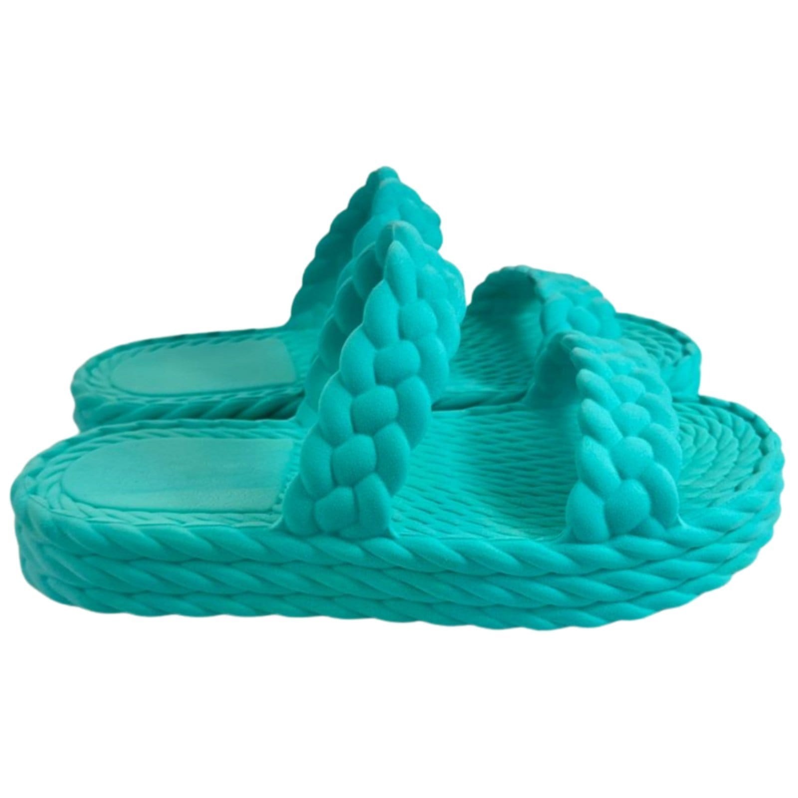 Papete Chinelo Agua Slide Nuvem Plataforma Tiras Trançadas Corda Confortável Moda Feminina Praia Verão