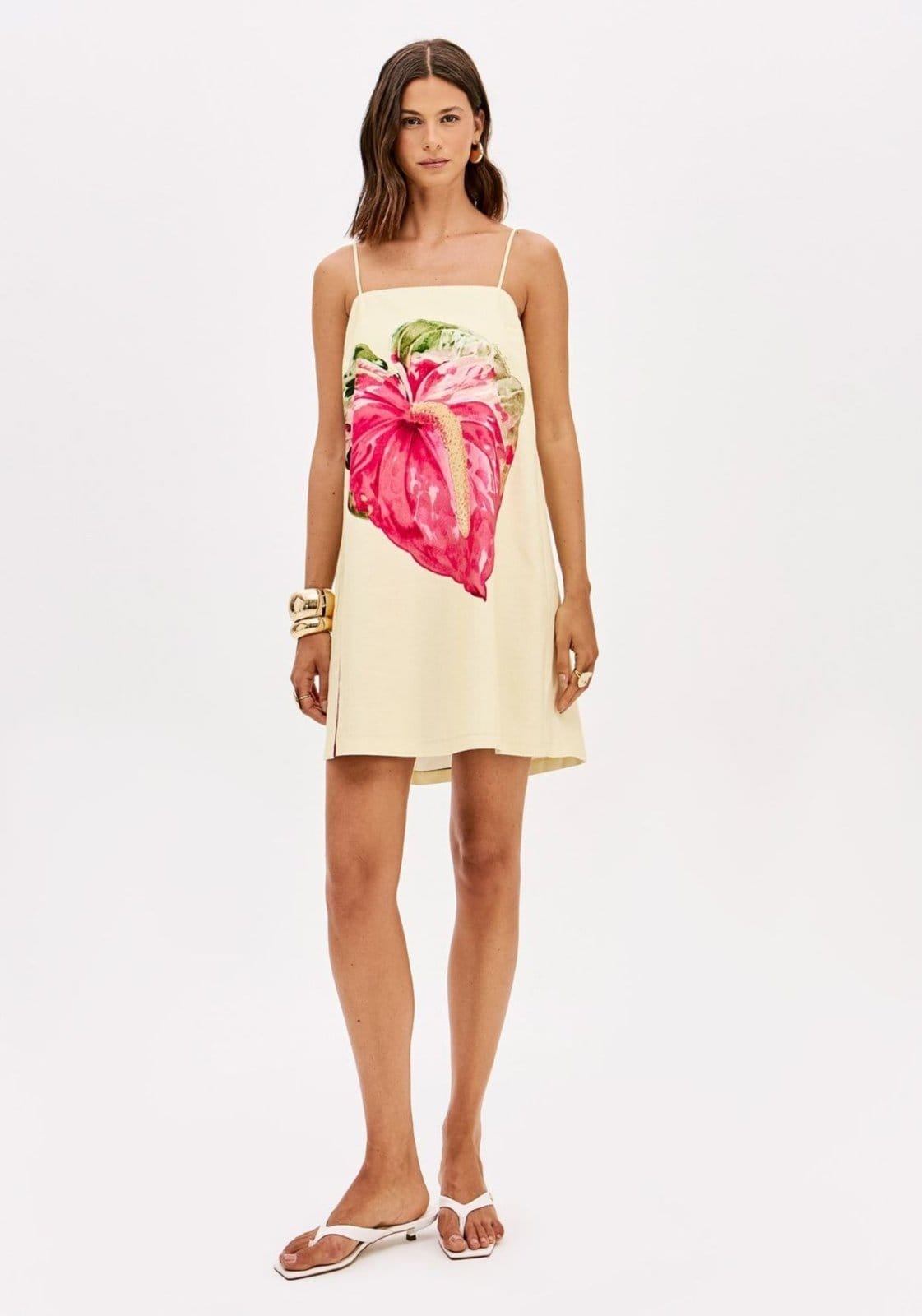 Vista principal Vestido Curto De Alças Estampado Lança Perfume rosa