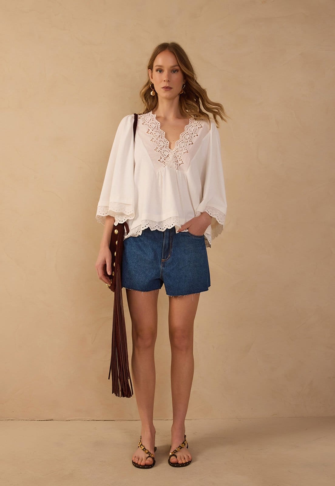 Vista 2 Shorts Feminino Dress To Jeans Barra Desfiada Dress to azul