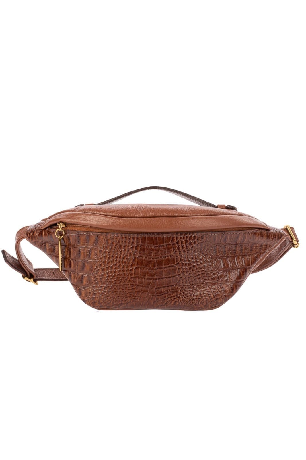 Vista 2 Pochete feminina grande de couro croco Dália - Whisky Andrea Vinci preto