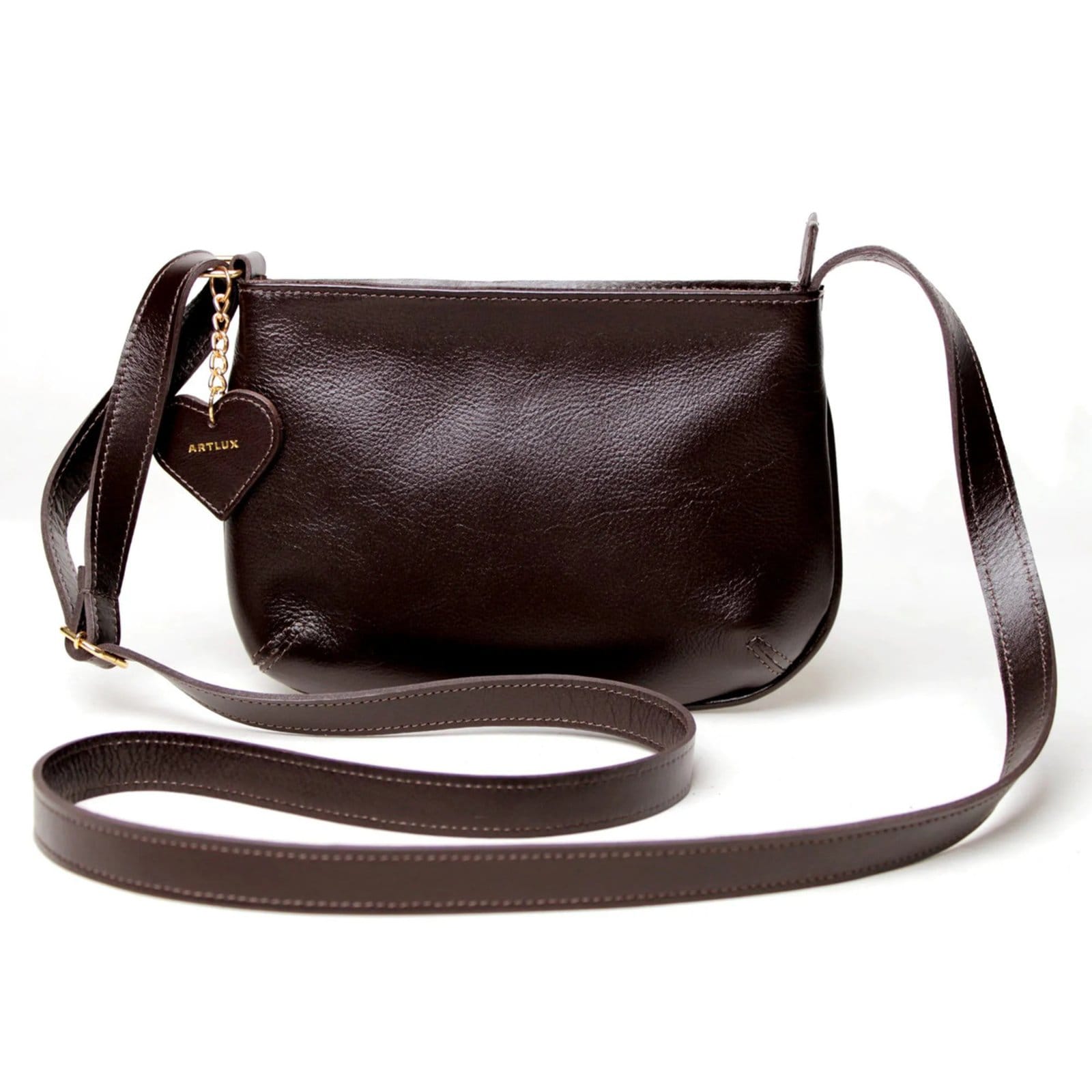 Vista 2 Bolsa Transversal em Couro Artlux 9063 Artlux café