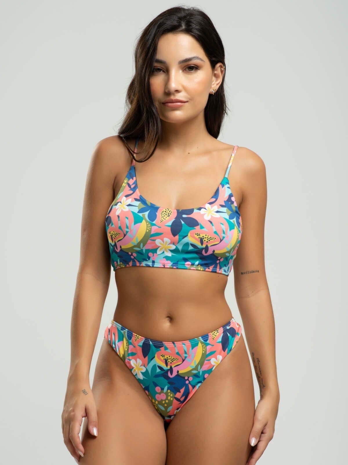 Biquini Faixa Calcinha Fio Duplo Proteção Uv 50+ Vicbela Flor