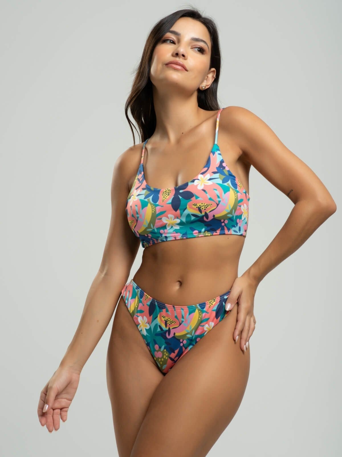 Vista 2 Biquini Faixa Calcinha Fio Duplo Proteção Uv 50+ Vicbela Flor Vicbela estampado/multicolorido