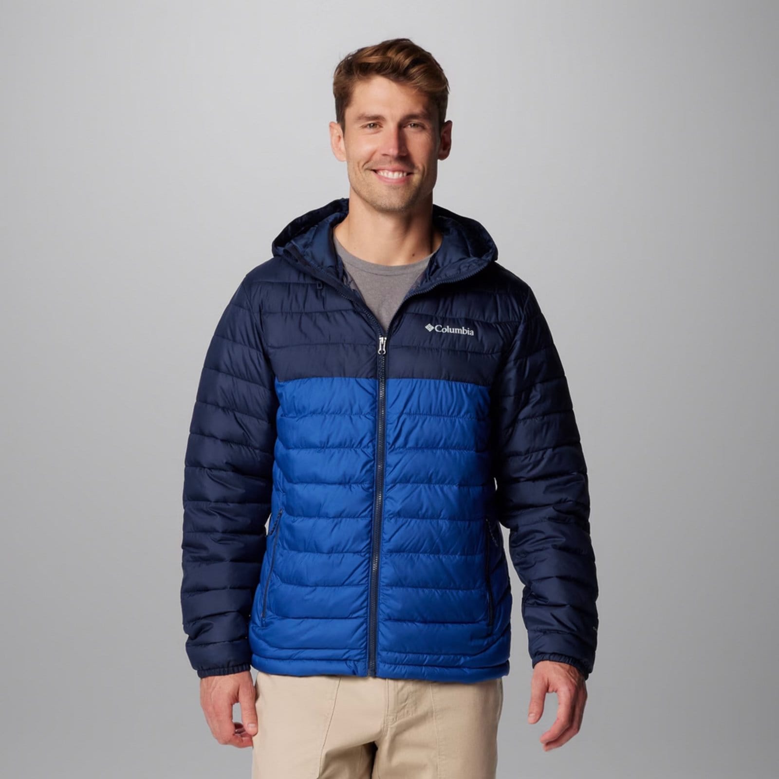 Vista principal Jaqueta Columbia Powder Lite Hooded II Marinho Masculino Columbia azul marinho