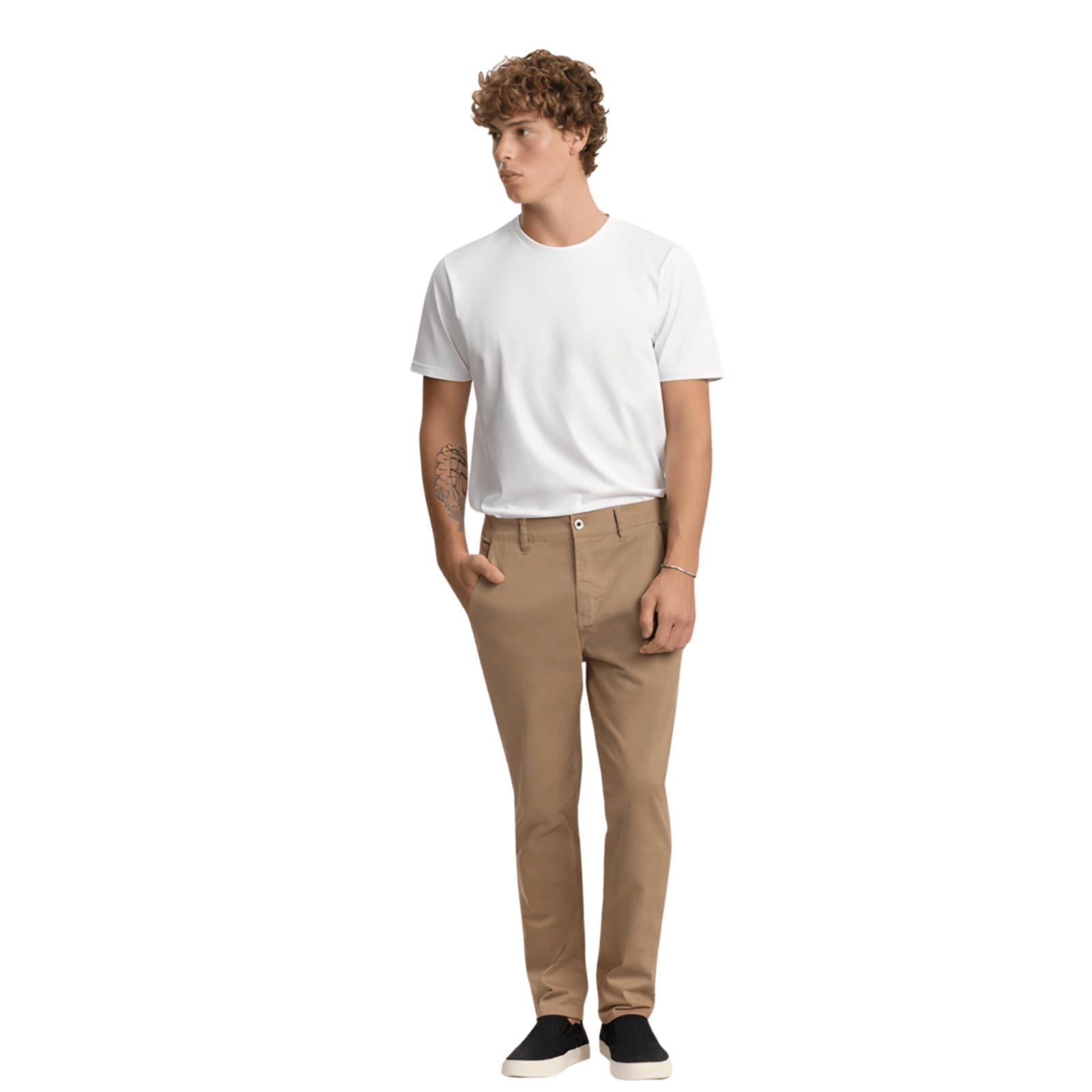 Vista principal Calça Sarja Masculina Slim Fico Surfwear Lunelli bege