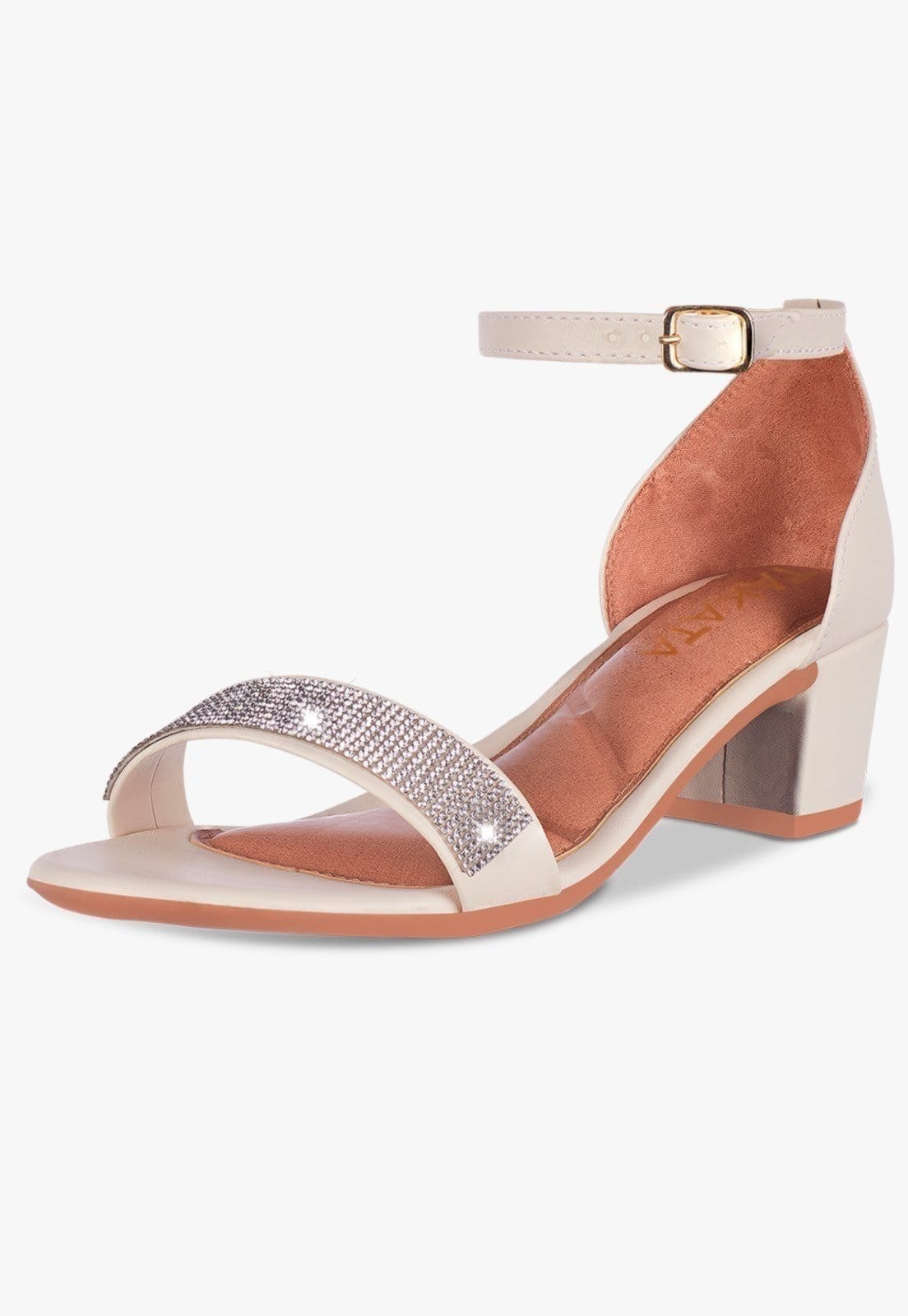 Vista principal Sandália Feminina Salto Quadrado Bloco Baixo Verniz Strass Brilho Offwhite TAKATA BY RAFAEL TAKATA off-white offwhite