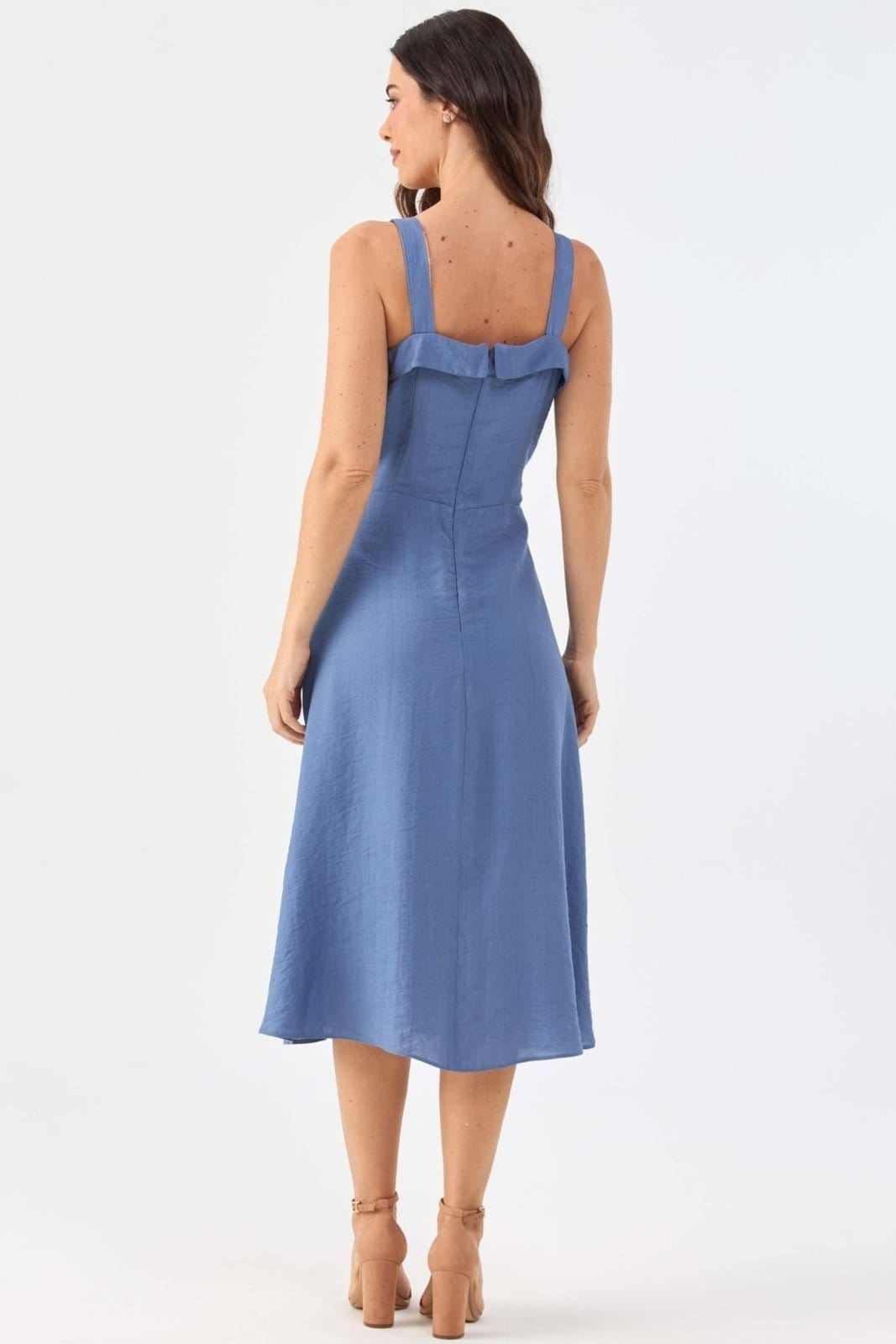 Vista principal Vestido Midi PKS Viscose Com Cinto PKS azul