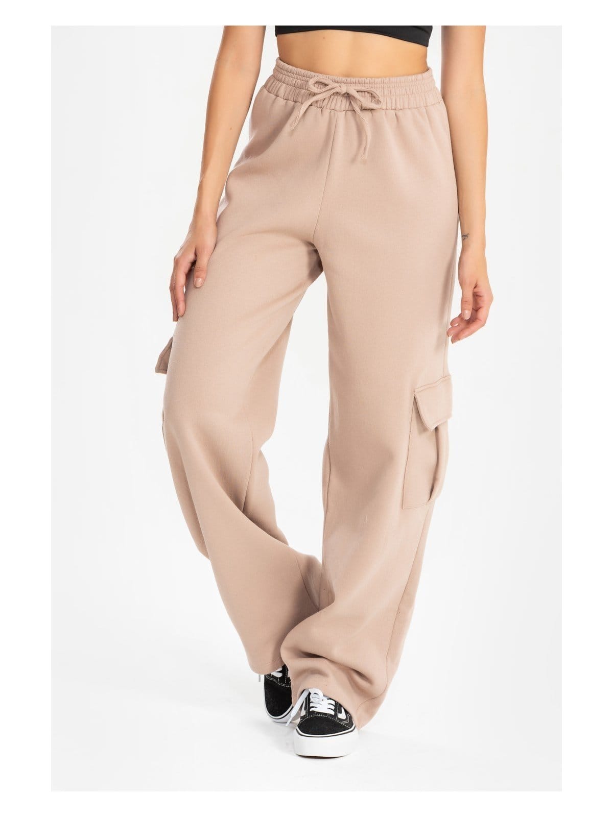 Vista principal Calça Cargo Meujeans Reta Terra Meu Jeans bege