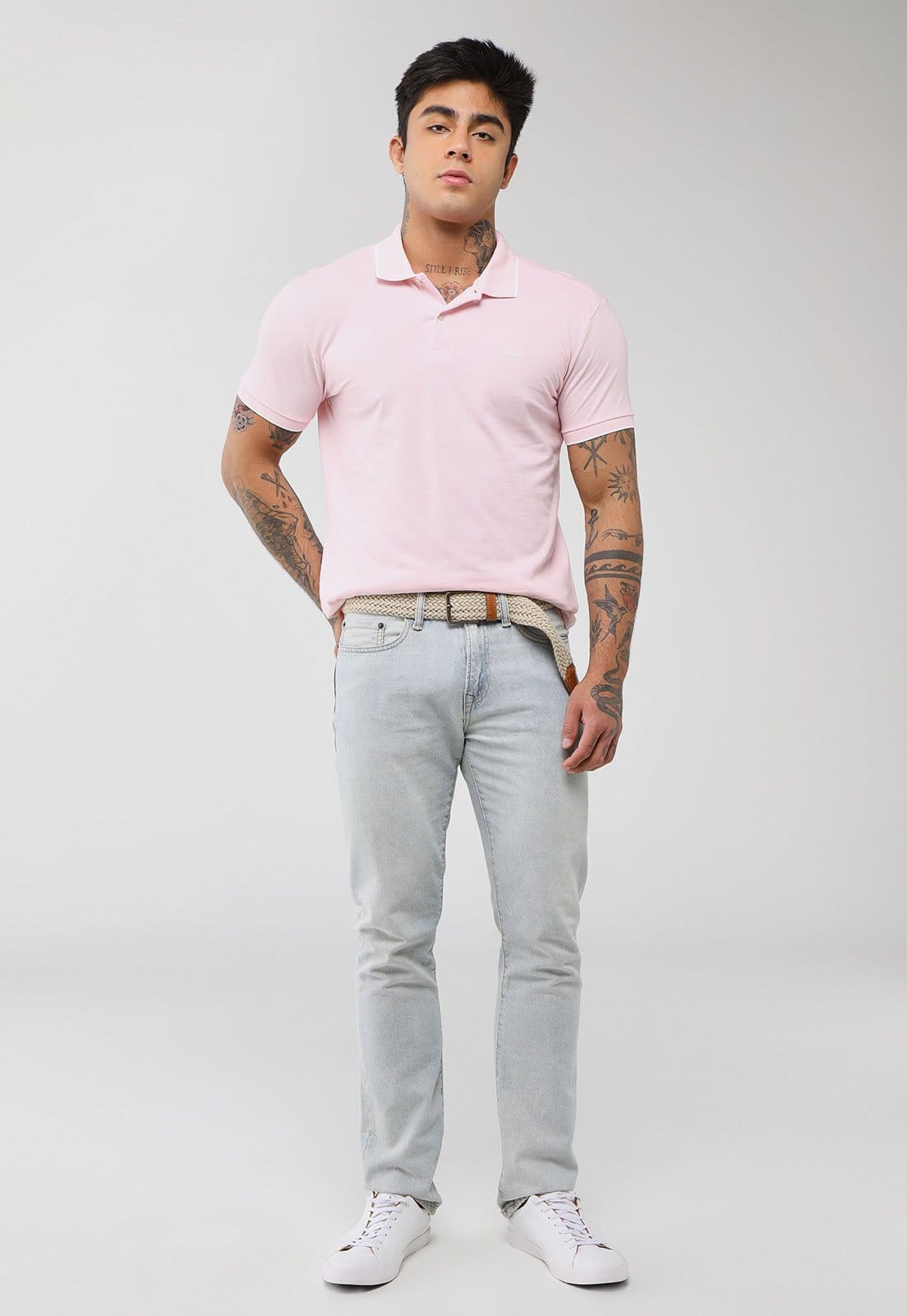 Vista 2 Polo Masculina Colcci Gola Tradicional Claro Colcci rosa