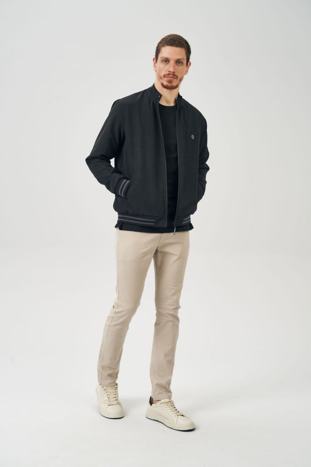 Vista principal Jaqueta Sarja Techno Masculina Acostamento ACOSTAMENTO MASCULINO preto